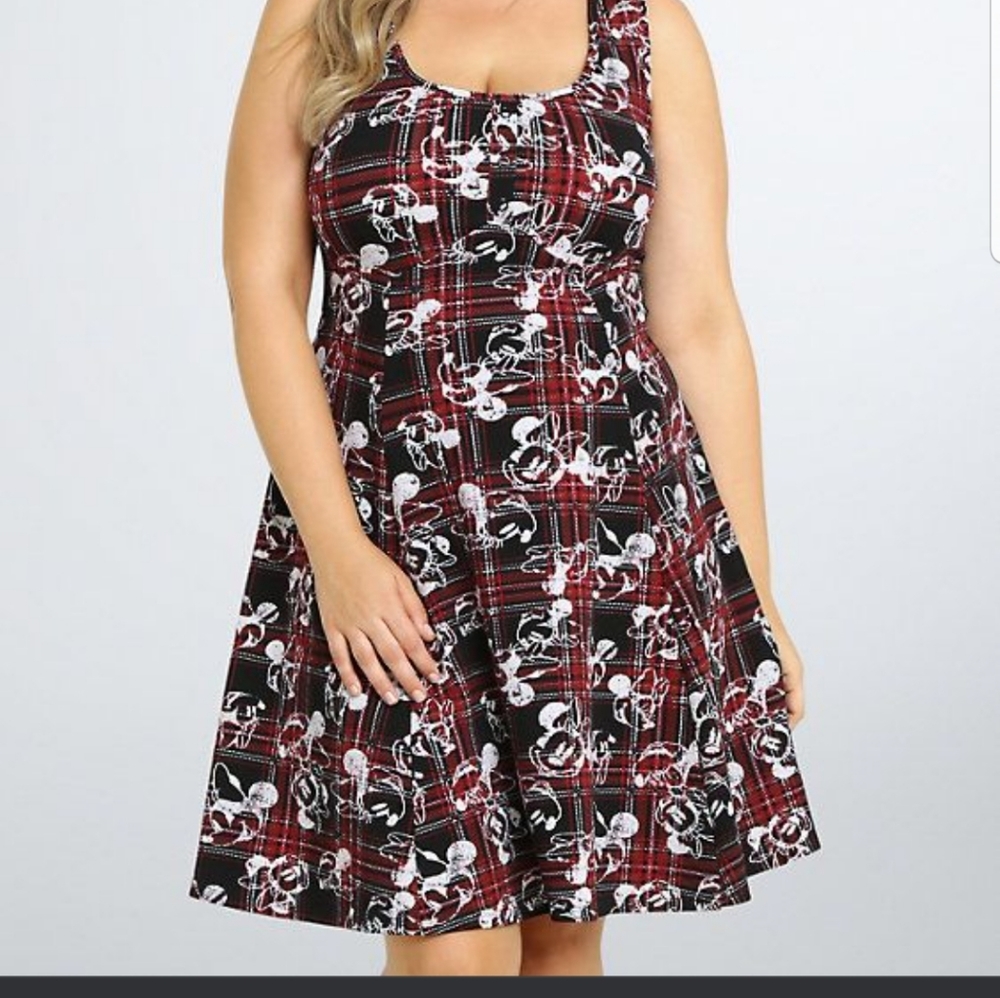 Torrid Minnie Mouse Plaid Knit Skater Dress Sz 3